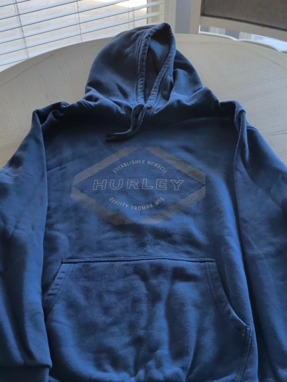 Hurley Men's Deep Blue Crewneck Hoodie with Front Pocket